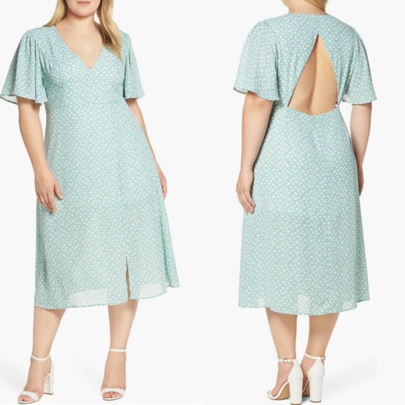 Leith Dresses & Skirts - Leith Nordstrom Womens Floral Midi Dress M‎ Blue Garden Cottagecore Flutter